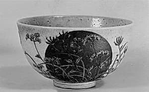Tea Bowl with Design of Moon and Autumn Grasses by Eiraku Hozen