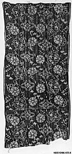 Piece of Cloth for Kimono with Pattern of Cherry Blossoms, Floral Medallions, Birds, and Vertical Splashes by Unknown Artist