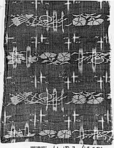 Piece of Cloth for Kimono with Pattern of Pinks, Umbrellas, Maple Leaves, Lanterns, and Splashed Geometric Motifs by Unknown Artist