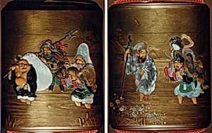 Case (Inrō) with Design of the Seven Gods of Good Fortune Fording a River by Nakayama Komin