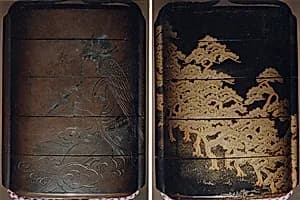 Case (Inrō) with Design of Buddhist Angel (obverse); Pine Forest (reverse) by Tōyō
