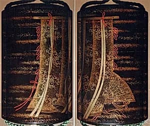 Case (Inrō) with Design of Curtains of State and a Woman's Fan by Koma Kōryū