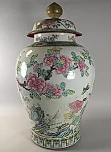 Covered jar with flowers by Unknown Artist