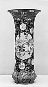 Vase with landscape and flowers by Unknown Artist