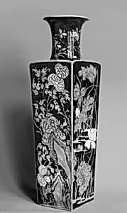 Square vase with flowers of four seasons by Unknown Artist