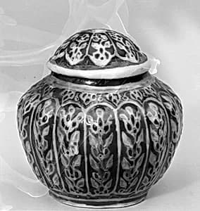 Covered jar with floral pattern by Unknown Artist