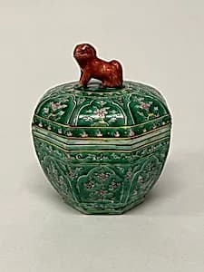 Octagonal jar with cover by Unknown Artist