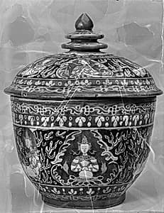 Covered bowl with Thai mythical figures by Unknown Artist