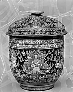 Covered bowl with Thai mythical figures by Unknown Artist