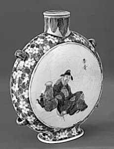Covered flask with poet Li Bai and landscape by Unknown Artist