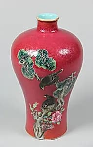 Meiping vase with birds and flowers by Unknown Artist