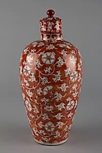 Covered bottle with floral scrolls (one of a pair) by Unknown Artist