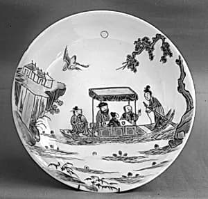 Saucer with figures in boat by Unknown Artist