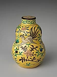 Sencha Tea Jar with Phoenixes and Peonies in the Cochin (Kōchi) Style by Eiraku Hozen