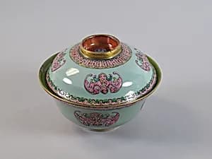 Covered bowl with bats by Unknown Artist