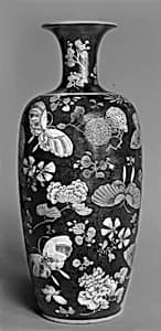 Vase with butterflies and flowers by Unknown Artist