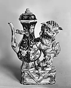 Hexagonal ewer with lion and cub by Unknown Artist