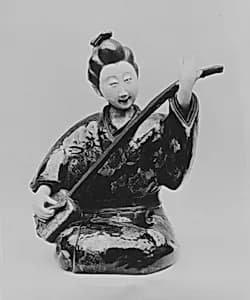 Figure of Girl playing Shamisen by Unknown Artist