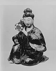 Figure of Girl playing Tsuzumi by Unknown Artist