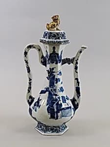 Covered ewer with figures in a garden by Unknown Artist