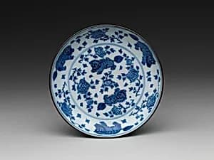 Dish with Lion-Dogs by Unknown Artist