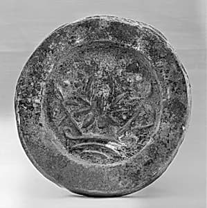 Tile end with lotus flower by Unknown Artist