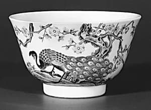Bowl with peacock (one of a pair) by Unknown Artist
