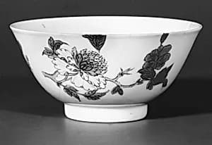 Bowl with flowers (one of a pair) by Unknown Artist