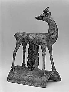 Roof tile with a figure of deer by Unknown Artist
