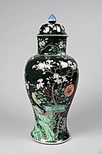 Covered jar with birds and flowers by Unknown Artist