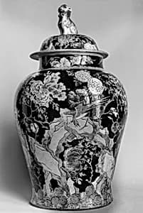 Covered jar with birds and flowers by Unknown Artist