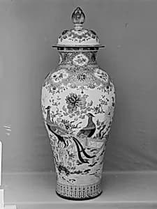 Large Vase with Cover and Design of Peacocks by Unknown Artist