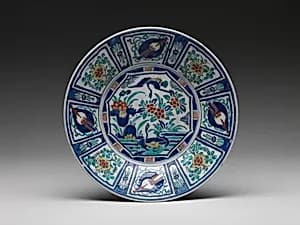 Plate with Geese in Lotus Pond by Unknown Artist