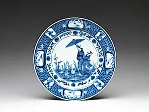 Dish with Parasol Ladies by Cornelis Pronk