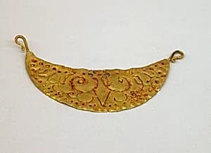 Cresecent Moon-Shaped Pendant with Foliate Design by Unknown Artist
