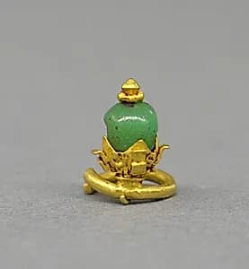 Pair of Ear Clips with Bead in Four-Prong Lotus Base Setting by Unknown Artist