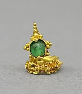Ear Clip with Green Translucent Stone by Unknown Artist