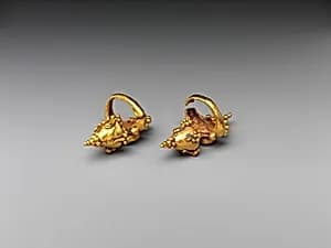 Pair of Ear Clips with Granulate Design by Unknown Artist
