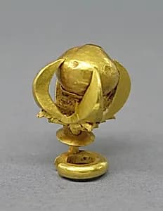 Ear Clip with Gold Bead set in Four Prong Mount by Unknown Artist