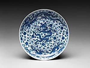 Dish with Dragons and Lotuses by Unknown Artist