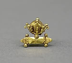 Pair of Ear Clips with Gold Bead in Prong Mount by Unknown Artist