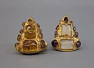 Pair of Ear Ornaments Inlaid with Stones by Unknown Artist