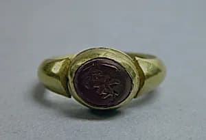Ring with Inset Oval-Shaped Stone by Unknown Artist