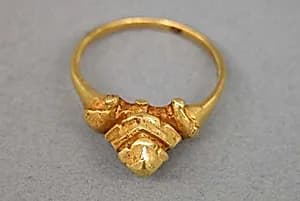Ring with Bezel Composed of Tiered Lozenge Motif by Unknown Artist