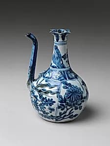 Pouring Vessel (Kendi) with Flowers and Birds by Unknown Artist