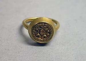 Ring with Circular Bezel with Abstract Design by Unknown Artist