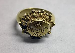 Ring with Oval Bezel and Foliate Border with "Sri" by Unknown Artist