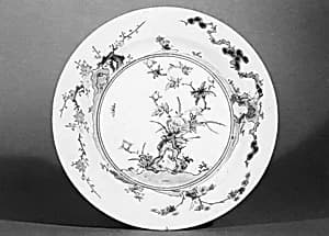 Plate with Flower and Bird Decor by Unknown Artist