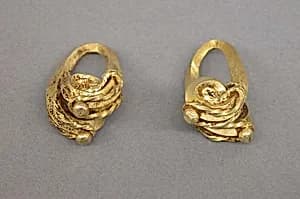 Pair of Ear Ornaments with Foliate Designs by Unknown Artist