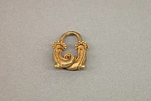 Ear Ornament with Granulate Design and Foliate Motif by Unknown Artist